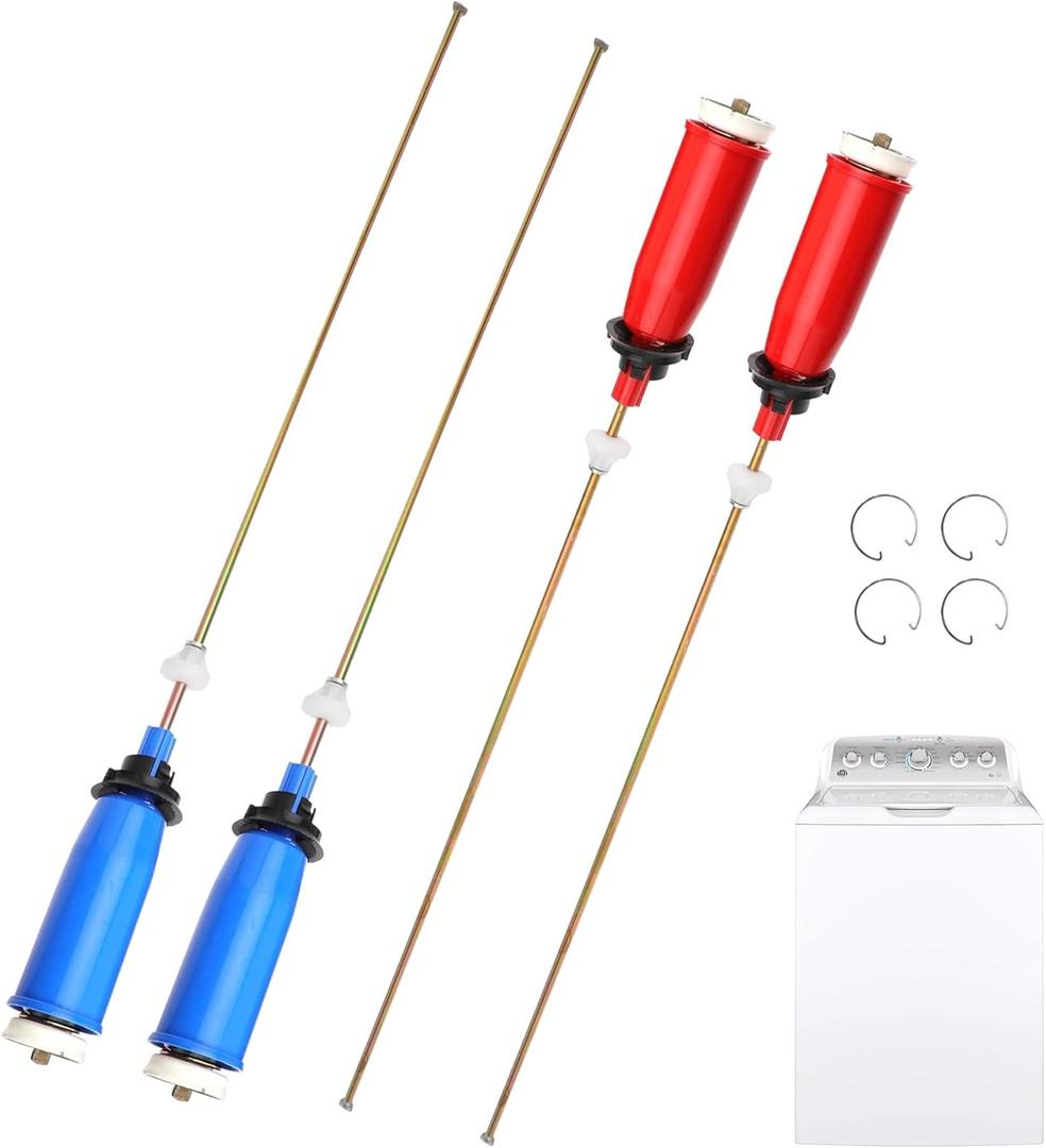 Washer Suspension Rod Spring Assembly Set 4Pcs, WH16X10158 WH16X10159 Compatible with GE and Hotpoint GTWN4250D0WS GCWP1800D1WW HSWP1400F2WW, Replace PS3654190 PS3654191 2754602 AP5632455