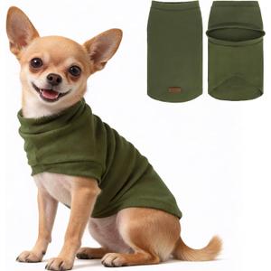 EXPAWLORER Soft Cat Sweater - Sweaters for Cats Only Warm Kitten Clothes, Fall and Winter Pet Coat Pullover Design, Fleece Sweatshirt Clothing Also for Puppy Small Dogs, Army Green L