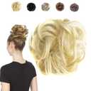 Juvabun Messy Bun Pure Blonde Hair Piece Human Hair Blonde  Natural Soft Updo Look, Secure & Lightweight Hair Bun Extensions For Women, messy bun hair piece