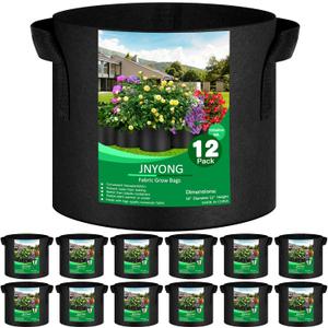 JNYONG 12-Pack 10 Gallon Thickened Non-Woven Grow Bags, Aeration Fabric Pots with Handles