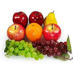 Artificial Fruits Pack, Fake Mixture Fruits for Home Decor, Simulation Fruit Set, Party Chirstmas Decortion, Faux Fruit Modle for Photoshoot, Artificial Apple Pear Grape Orange (6 Kinds,8 Pcs) (Life-sized)