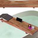 Premium 1.2IN Thickened Board Acacia Wood Bathtub Tray Caddy with Adjustable Legs, Minimalistic Design Bath Tray for Tub, Bathtub Accessories, Fits Most Bath Tubs, Idea for Women (35"9"2.4")