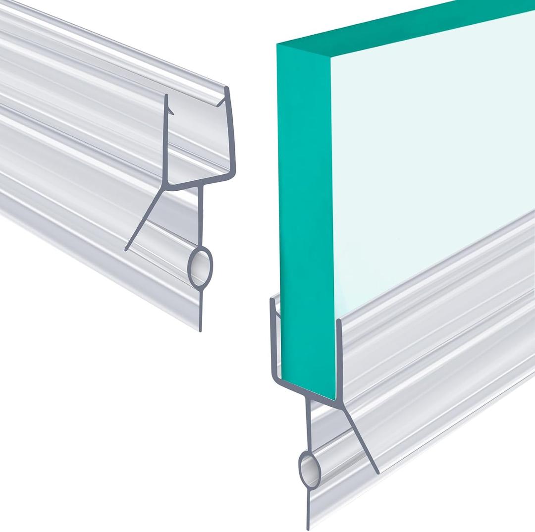 POZIA Clear Frameless Glass Shower Door Bottom Seal | Shower Door Sweep for Leak-Proof, Quick Installation to Create Reliable Water Barrier (1PACK-3/8in-20mm Gap)
