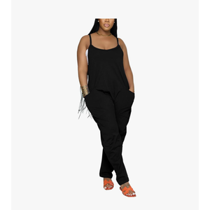Nimsruc Womens Jumpsuits Casual Summer Rompers Sling Sleeveless Loose Baggy Overalls Jumpers With Pockets 2024, M