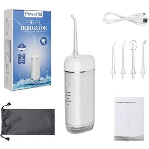 Powerful Portable Cordless Water Dental Flosser: Rechargeable [2000 mAh Li-ion] Mini Oral Irrigator Travel & Home Machine Cleaner Large Vol Telescopic Tank 5 Modes IPX7 Waterproof Electric Teeth Pick