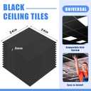 Frienda 12 Pcs 2ft X 2ft Drop Ceiling Tiles PVC Smooth Ceiling Panel Easy Drop in Installation for Waterproof Washable and Fire Rated to Prevent Breakage (Black)