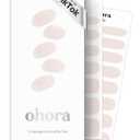 ohora Semi Cured Gel Nail Strips (N Cream Light) - Nude, Solid, Works with Any UV/LED Lamps, Salon-Quality, Long Lasting, Easy to Apply & Remove - Includes 2 Prep Pads, Nail File & Wooden Stick