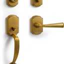 1 Pack Antique Brass Front Door Handle and Deadbolt Set Reversible Lever Entry Handleset with Lock and Key Single Cylinder