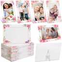 AmazingSpark 50 Pack Mother's Day Floral Picture Frame 4 x 6 Paper Photo Ornament Bulk Flower Cardboard Photo Gifts for Mom Spring Party Decorations Party Favor Supplies
