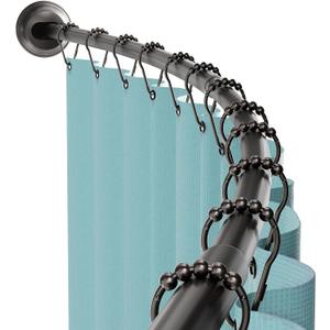 Zenna Home Curved Shower Curtain Rod, No Drill, 50-72 Inch Adjustable Tension Shower Rod for Bathroom, Rustproof, Non-Slip, Adds Room in Shower, Bronze