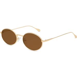 VANLINKER Retro Oval Polarized Sunglasses for Women Men Vintage 90s Metal Gold Frame Shades VL9872