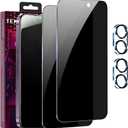 2+2 Pack for iPhone 16 Privacy Screen Protector with Camera Lens Protector，9H Tempered Glass，True25°Anti Spy， Full Coverage Case Friendly
