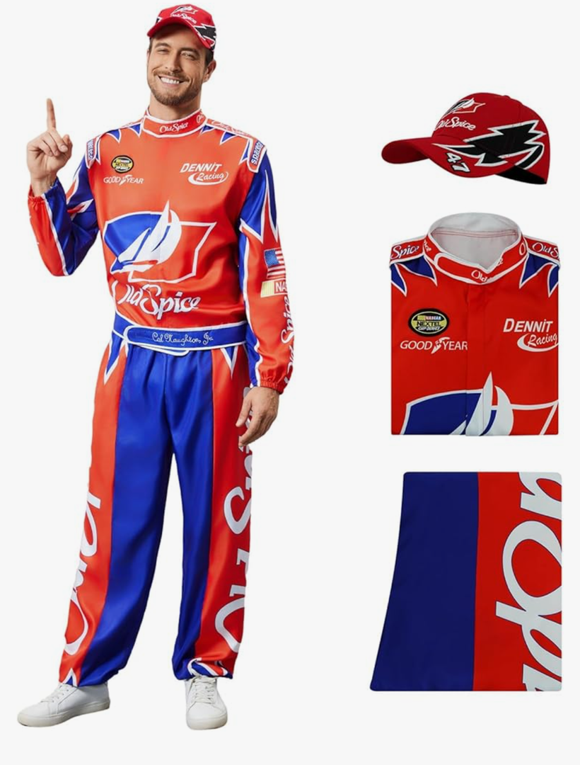 Mens Costume Adult Racing Car Costume Hat Jacket Pants Set Halloween Nights Outfits for Men Women, S