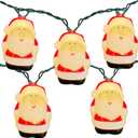Christmas Santa String Lights Outdoor, 8.5Ft Vintage Christmas Decorations String Lights with 10 LED Santa Lights, Hanging Christmas Window Fairy Lights for Indoor Party Holiday Xmas Tree Decor