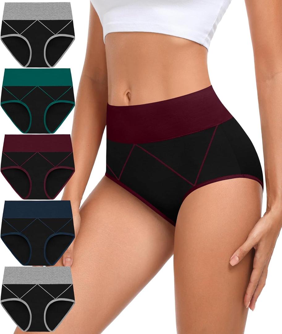 High Waisted Underwear Womens Cotton Soft Breathable Briefs Ladies Panties Multipack (Regular & Plus Size) (M)