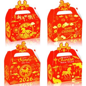 C L cooper life 12pcs Chinese New Year Party Gift Treat Boxes Happy Chinese New Years Party Gift Boxes for 2026 Lunar New Year of The Horse Theme Spring Festival Supplies