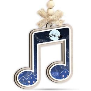 5 x Music Note Xmas Ornament - Musical Notes Ornaments for Musicians, Music Lovers, Men & Women - Santa Secret, Gift Exchange Idea - Chirstmas Night Song Themed Decorations, 2 Layer Wood