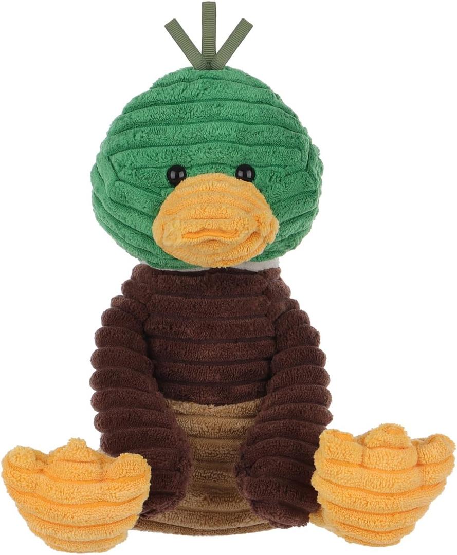 Apricot Lamb Corduroy Mallard Duck Plush Stuffed Animals for Kids, Soft Plush Toys for Baby Girl and Boy, Fluffy Corduroy Mallard Green 9.9 Inches
