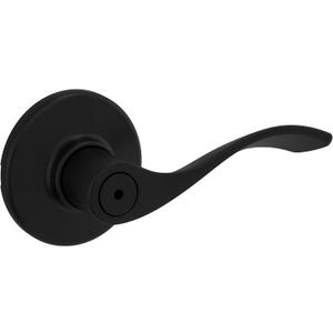 Kwikset Balboa Interior Privacy Door Handle with Lock, Door Lever For Bathroom and Bedroom, Matte Black Reversible Keyless Turn Lock