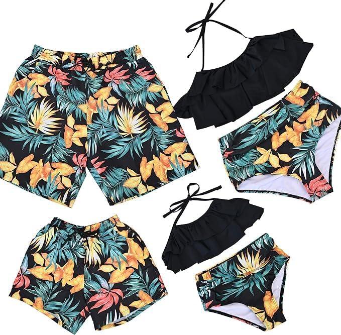 Couples Matching Swimsuit Family Matching Swimwears Dad and Me Matching Swimming Shorts, Small