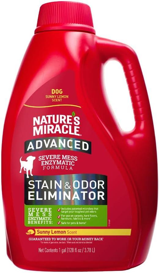 Natures Miracle Advanced Stain & Odor Eliminator, Sunny Lemon Scent, Severe Mess Enzymatic Formula For Tough Pet Messes, 1 Gallon