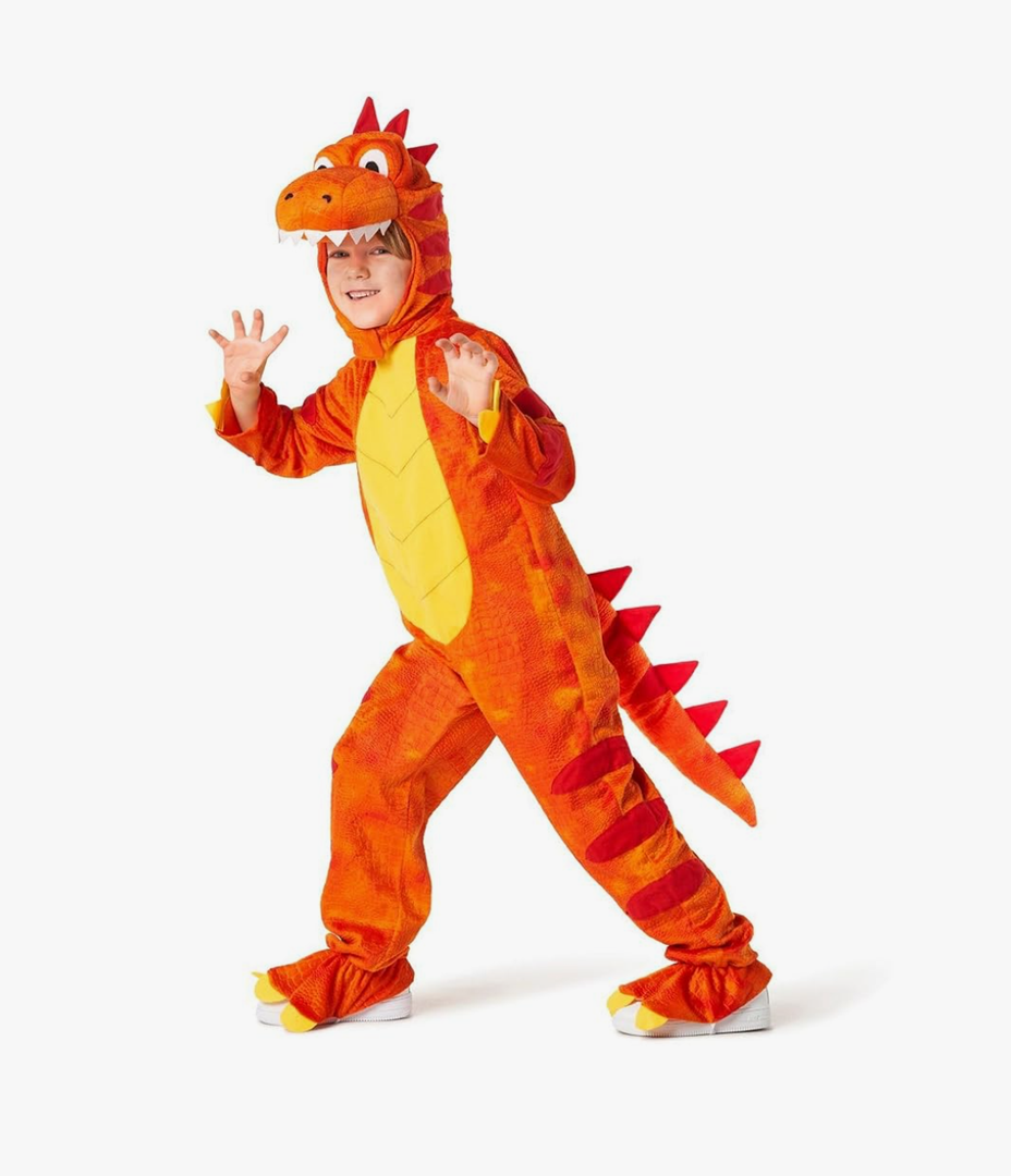 Morph - Orange Dinosaur Costume Kids, Toddler Dinosaur Costume, Kids Dinosaurs Halloween costumes, Size S