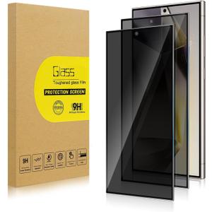 2 Pack Privacy Screen Protector for Samsung Galaxy S24 Ultra[Anti-Spy Tempered Glass] [Fingerprint Unlock Support], Anti-Scratch, Bubble-Free, Easy Install 9H Protective Glass for S24 Ultra