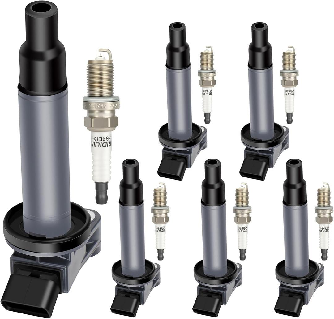ECCPP UF267 6 ignition coils with 6 iridium Spark Plugs for Toyota for Lexus Avalon Camry Highlander Sienna ES300 RX300 V6 1 for MZFE Engine 88921393 UF-267 90080-19016