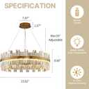 23.6" Dimmable Modern LED Crystal Chandeliers,Gold Chandelier Light Fixture, 3 Colors Contemporary Pendant Ceiling Light for Dining Room Living Room Kitchen Island Entryway Foyer ,With Remote Control