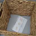 12x12x10in Water Hyacinth Storage Basket Large, Folding Cube Woven Wicker Storage Basket for Shelves, Pantry Baskets Organization and Storage, Kitchen Storage Baskets, Large Rattan Basket Set of 3