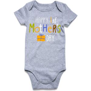 UNICOMIDEA Unisex Baby Letter Print Outfit Snaps Cotton Romper 0-12M | Newborn Boy Girl Bodysuit, Easy Diaper Snaps, Soft Cotton, Baby Birthday Gift (Gray)