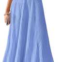 BTFBM Women Midi Bodycon Tank Dress Summer Crewneck Sleeveless Pleated A Line Business Casual Knit Sweater Fall Dresses (Sky Blue) S