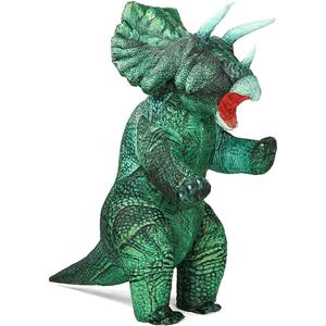 MXoSUM Inflatable Dinosaur Costume Blow up Triceratops Costumes for Adults Fancy Dino Onesies Party Halloween Cosplay Costume (Green, No Size)