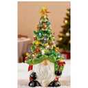Lighted Up Christmas Gnome Tree Decorations, DIY Ceramic Gnome Christmas Tree with Multicolored Lights, Mini Faceless Old Man Prelit Xmas Holiday Decor for Tabletop Home Room Fireplace Office
