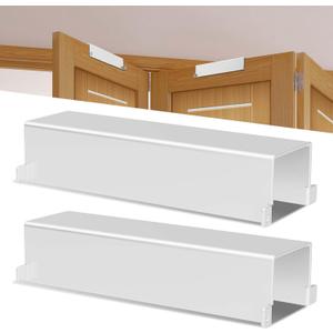 Bifold Door Lock, Fits Bi-Fold Doors from 1 1/8" - 1 3/8" Thick- Double Door Safety Locks Keep Toddler, Cats & Dogs Out of Closets, Cabinets, Pantry| Installation-Free (White, Big 2PCS)