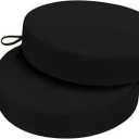 Outdoor Bistro Chair Cushions, 3-Layer Waterproof Round Outdoor Cushions with Removable Covers, Outdoor Chair Cushions Set of 2, 15x15x3 Inch, Black