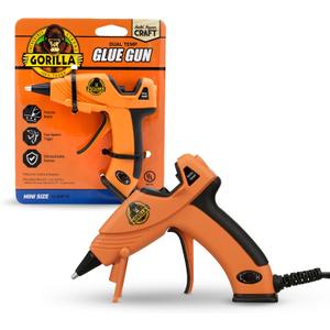 Gorilla Hot Glue Gun (Pack of 1) - Dual Temp Mini Size Hot Glue Gun with Precision Nozzle, Easy Squeeze Trigger, and Enhanced Safety Features for DIY, Craft, Repairs, and More 