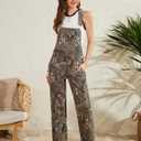 Camo Overalls for Women Loose Fit Fashion Jumpsuits Straight Leg Pants Camouflage Bibs Coveralls Hunting Clothes (Green, XXL)