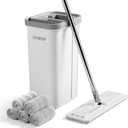 JOYMOOP Mop and Bucket Set, Hands-Free Flat Floor Mop and Bucket, 5 Washable Microfiber Pads, Wet and Dry Use, Ideal for Household and Commercial Floor Cleaning
