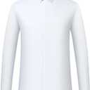 Men's Formal Dress Shirts Hidden Button Front French Cuffs Shirt Random Metal Cufflinks, XL