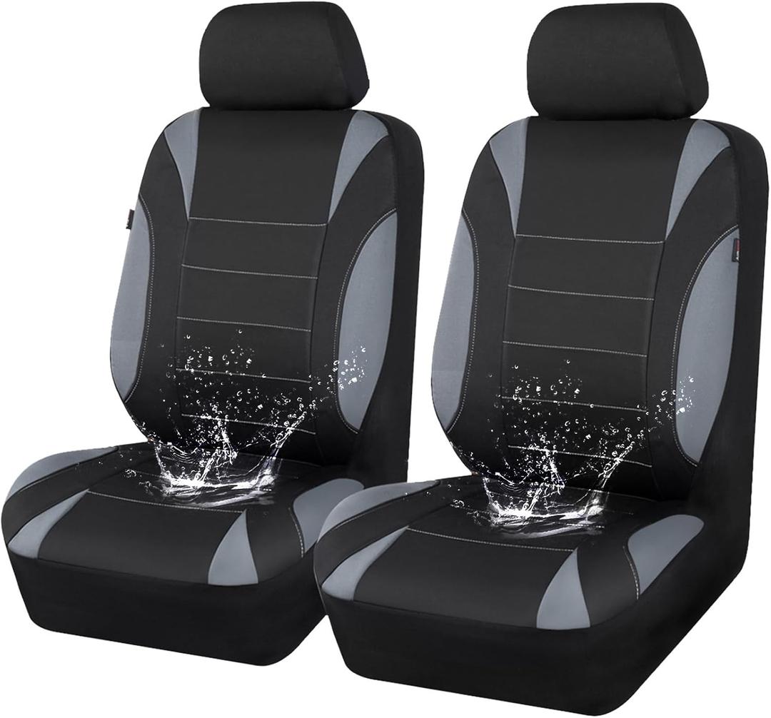 CAR PASS Waterproof Car Seat Covers Front Seats Only with 5mm Composite EVA, Neoprene Car Seat Cover with Separate Headrest Cover, Quick Setup Universal Fit for Car SUV Trucks,Airbag CompatibleGray (Black and Gray)