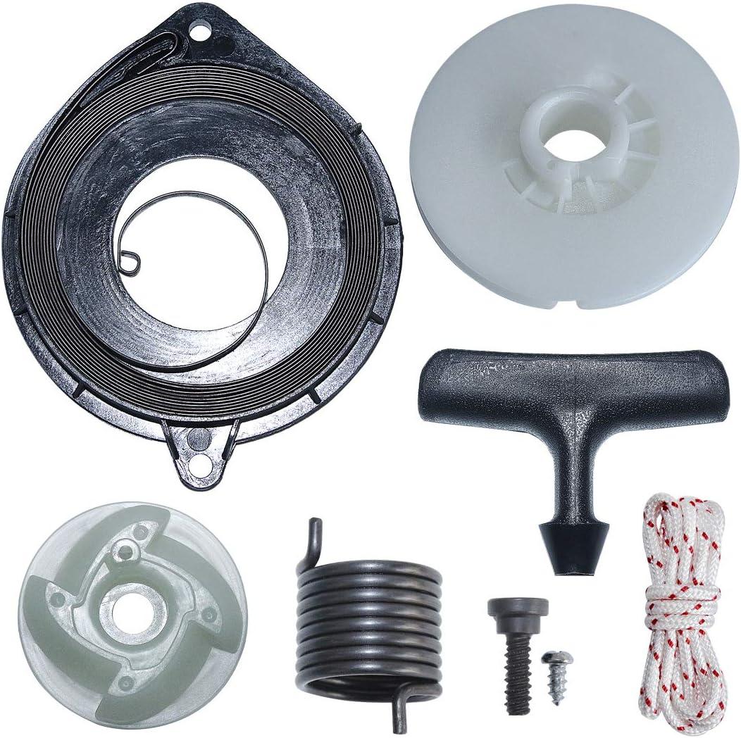 Recoil Starter Pulley Spring Grip Rope Kit for Husqvarna 435 440 Chainsaw Replace # 505647301, 537423201, 540057502