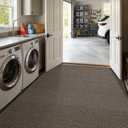 5′ x 7′ Large Indoor Door Mat, Ultra Thin Linen-Look Non-Slip Entryway Rug