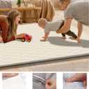 TINYHARBO Premium Foam Baby Play Mat 50" x 50" with Removable Cover, Extra Thick Padding Playpen Mat, Non-Slip Floor Mat, Stylish & Easy to Clean for Crawling Baby, Infants & Toddlers, Beige