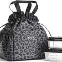 Fit & Fresh Lunch Bag For Women, Insulated Womens Lunch Bag For Work, Stain-Resistant Large Lunch Box For Women With Containers, Cinch Closure Cromwell Bag, Black Cheetah