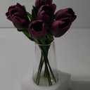 Fake Tulips Artificial Tulip Flowers in Glass Vase with Faux Water, 14.2" Real Touch Purple Tulip Flowers Dcor for Table Centerpiece Home Farmhouse Resto Wedding Decoration