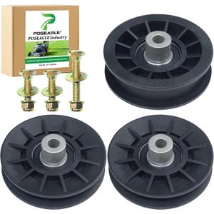 2 Pack 532194326 V-groove Idler Pulley with 532194327 Flat Idler Pulley Replaces 194327 Idler Pulley Craftsman 194326 for Husqvarna YTH2348 LGT2654 YTH20K46 YTH21K46 YTH1542XP GT52XLS Tractor