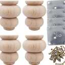 Btibpse Wood Furniture Legs 4 Inch Sofa Couch Chair Ottoman Loveseat Cabinet Legs Replacement Feet Unfinished Bun Foot Pack of 4