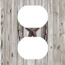 Rustic Western Wood Barn Door Horseshoe Iron Star Single Duplex Wall Plate Covers Light Switch Cover 1 Gang Outlet Plate Decorative Switchplate Covers Electrical Faceplate for Farmhouse Bedroom