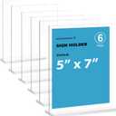 newnewshow 5x7 Acrylic Sign Holder 6 Pack Vertical T Shape Double-Sided Desktop Display Holder. (8.5x11 8.5x5.5 5x7)